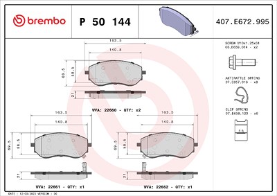 Brembo Bremsbelagsatz, Scheibenbremse [Hersteller-Nr. P50144] für Mercedes-Benz, Nissan von BREMBO