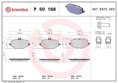 Brembo Bremsbelagsatz, Scheibenbremse [Hersteller-Nr. P50168] für Mercedes-Benz von BREMBO