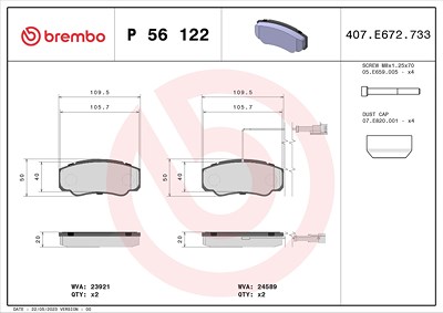 Brembo Bremsbelagsatz, Scheibenbremse [Hersteller-Nr. P56122] für Nissan von BREMBO