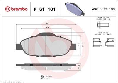 Brembo Bremsbelagsatz, Scheibenbremse [Hersteller-Nr. P61101X] für Peugeot von BREMBO