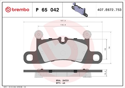 Brembo Bremsbelagsatz, Scheibenbremse [Hersteller-Nr. P65042] für Porsche von BREMBO