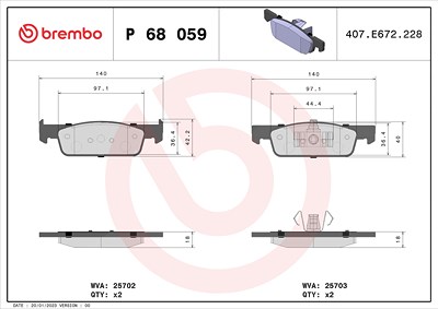 Brembo Bremsbelagsatz, Scheibenbremse [Hersteller-Nr. P68059X] für Dacia, Renault, Smart von BREMBO