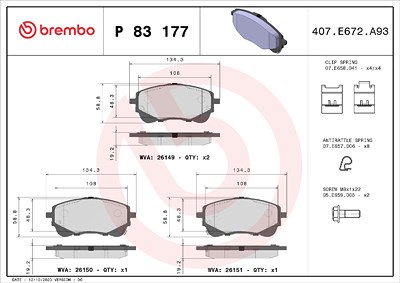 Brembo Bremsbelagsatz, Scheibenbremse [Hersteller-Nr. P83177] für Suzuki, Toyota von BREMBO