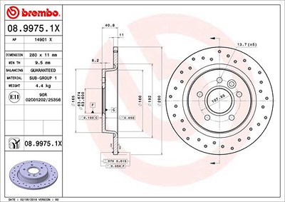 Brembo Bremsscheibe [Hersteller-Nr. 08.9975.1X] für Ford, Volvo von BREMBO