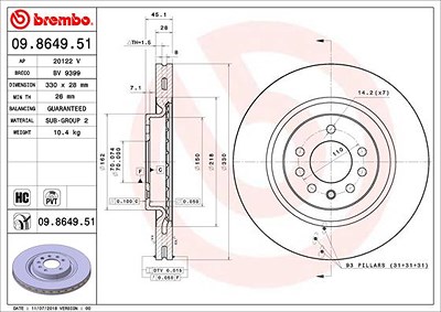 Brembo Bremsscheibe [Hersteller-Nr. 09.8649.51] für Opel von BREMBO