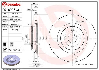 Brembo Bremsscheibe [Hersteller-Nr. 09.8906.31] für Chevrolet von BREMBO