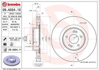 Brembo Bremsscheibe [Hersteller-Nr. 09.A554.11] für Hyundai von BREMBO