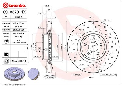 Brembo Bremsscheibe [Hersteller-Nr. 09.A870.1X] für Subaru von BREMBO