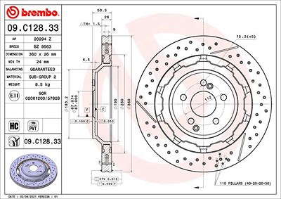 Brembo Bremsscheibe [Hersteller-Nr. 09.C128.33] für Mercedes-Benz von BREMBO