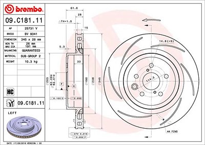 Brembo Bremsscheibe [Hersteller-Nr. 09.C181.11] für Lexus von BREMBO