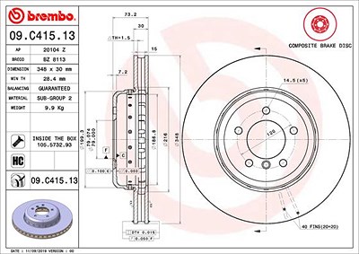 Brembo Bremsscheibe [Hersteller-Nr. 09.C415.13] für BMW von BREMBO