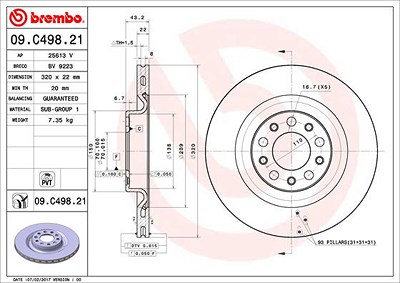 Brembo Bremsscheibe [Hersteller-Nr. 09.C498.21] für Alfa Romeo von BREMBO