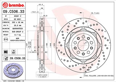 Brembo Bremsscheibe [Hersteller-Nr. 09.C506.33] für Alfa Romeo von BREMBO