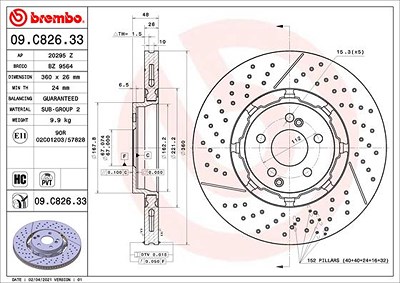 Brembo Bremsscheibe [Hersteller-Nr. 09.C826.33] für Mercedes-Benz von BREMBO