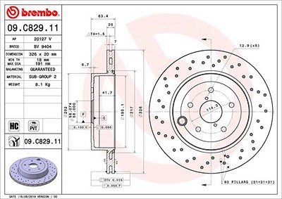 Brembo Bremsscheibe [Hersteller-Nr. 09.C829.11] für Subaru von BREMBO