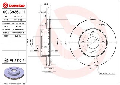 Brembo Bremsscheibe [Hersteller-Nr. 09.C935.11] für Suzuki von BREMBO