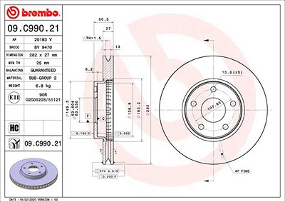 Brembo Bremsscheibe [Hersteller-Nr. 09.C990.21] für Ford von BREMBO