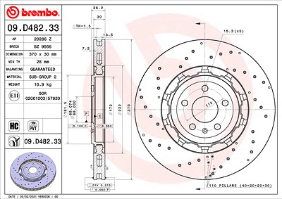Brembo Bremsscheibe [Hersteller-Nr. 09.D482.33] für Audi von BREMBO