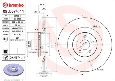 Brembo 1x Bremsscheibe [Hersteller-Nr. 09.D574.11] für Ford von BREMBO