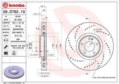 Brembo Bremsscheibe [Hersteller-Nr. 09.D762.10] für Mercedes-Benz von BREMBO