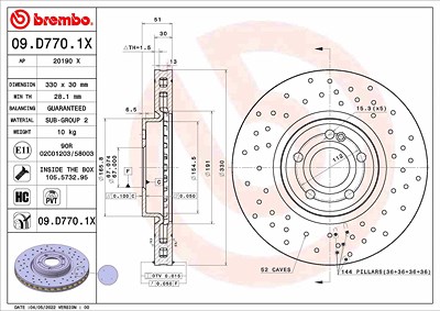 Brembo Bremsscheibe [Hersteller-Nr. 09.D770.1X] für Mercedes-Benz von BREMBO
