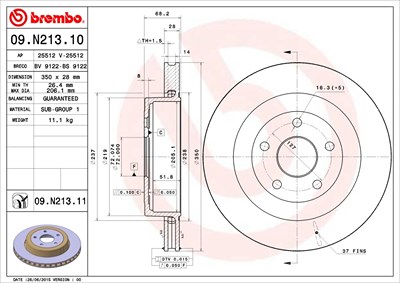 Brembo Bremsscheibe [Hersteller-Nr. 09.N213.11] für Jeep von BREMBO