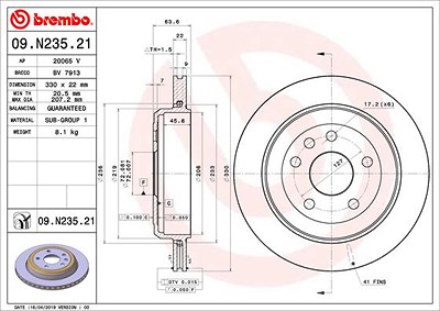 Brembo Bremsscheibe [Hersteller-Nr. 09.N235.21] für Jeep von BREMBO
