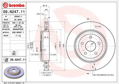 Brembo Bremsscheibe [Hersteller-Nr. 09.N247.11] für Jeep von BREMBO