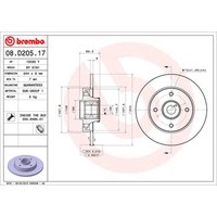 Bremsscheibe BREMBO 08D20517 hinten, voll, 1 Stück Bremsscheibe BREMBO 08D20517 hinten, voll, 1 Stück von Brembo