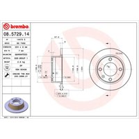 Bremsscheibe BREMBO 08.5729.14, hinten, voll, 1 Stück Bremsscheibe BREMBO 08.5729.14, hinten, voll, 1 Stück von Brembo