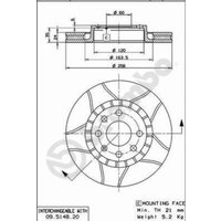 Bremsscheibe BREMBO Max 09.5148.76, vorne, geschlitzt, belüftet, 1 Stück Bremsscheibe BREMBO Max 09.5148.76, vorne, geschlitzt, belüftet, 1 Stück von Brembo
