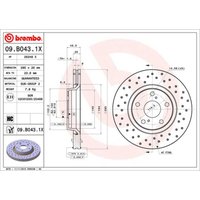Bremsscheibe BREMBO XTRA LINE BREMBO 09.B043.1X, 1 Stück Bremsscheibe BREMBO XTRA LINE BREMBO 09.B043.1X, 1 Stück von Brembo