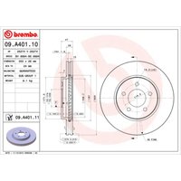 Bremsscheibe BREMBO 09A40111 vorne, belüftet, 1 Stück Bremsscheibe BREMBO 09A40111 vorne, belüftet, 1 Stück von Brembo