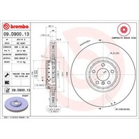 Bremsscheibe BREMBO 09D90013 vorne, belüftet, hochkarbonisiert, 1 Stück von Brembo