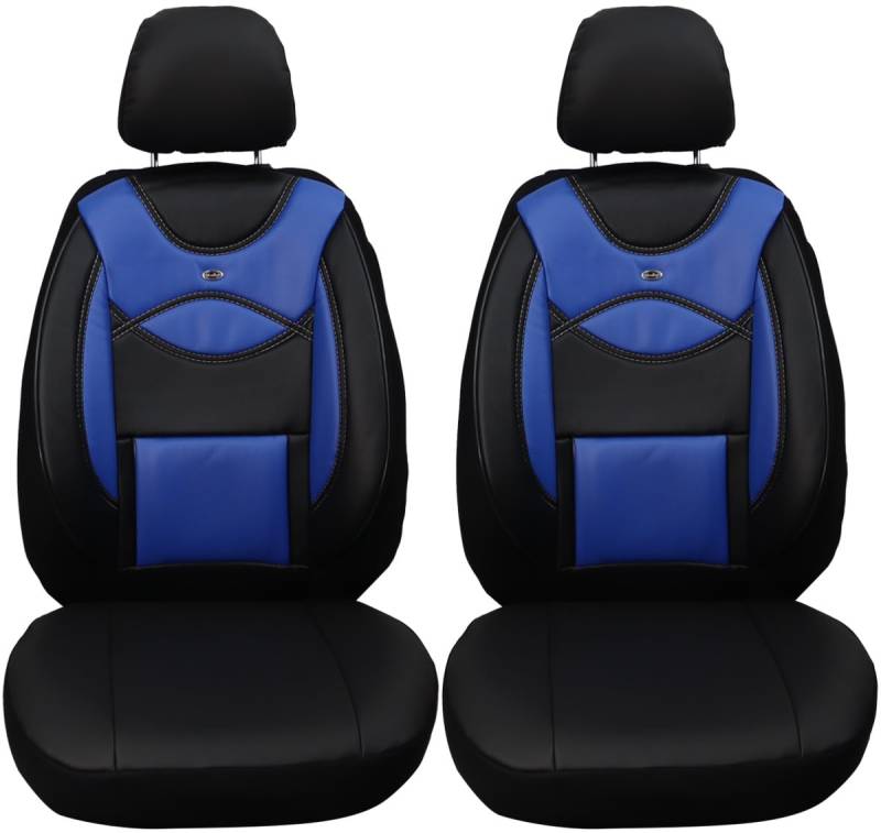 Maß Sitzbezüge Kunstleder für Auto Sitze kompatibel mit Ford Tourneo Transit Custom 2012-2018 Fahrer und Beifahrer Schonbezüge Sitzschoner Sitzbezug FB:D106 (Schwarz/Blau) von BREMER SITZBEZÜGE