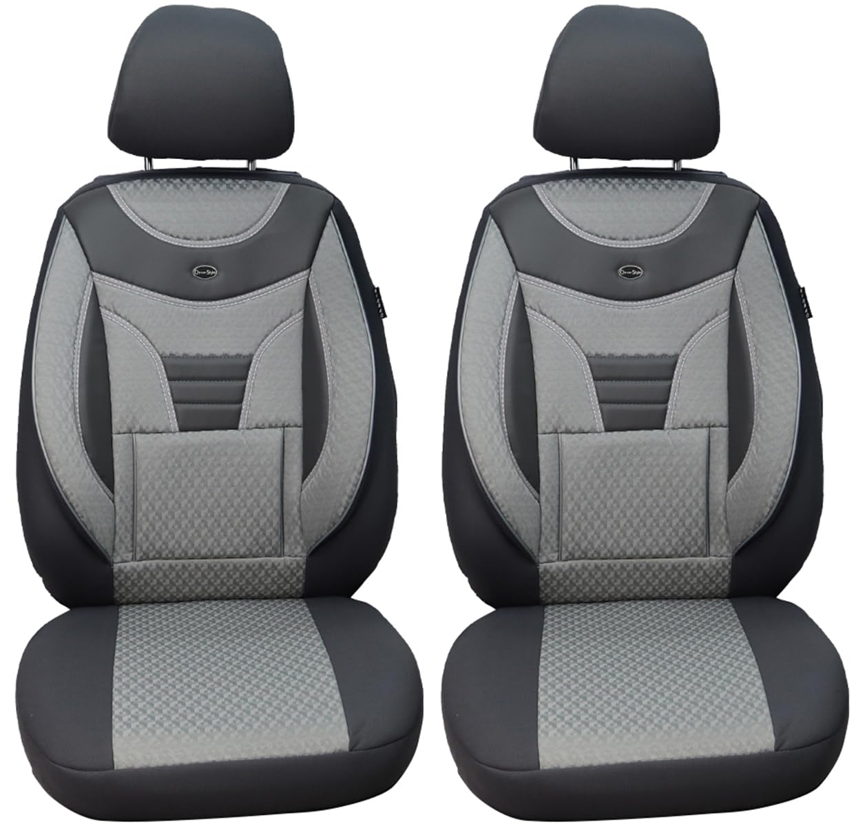 Maß Sitzbezüge für Auto Sitze kompatibel mit Ford C-Max 2003-2010 Fahrer und Beifahrer Schonbezüge Sitzschoner Sitzbezug FB:908 (Grau/Schwarz) von BREMER SITZBEZÜGE