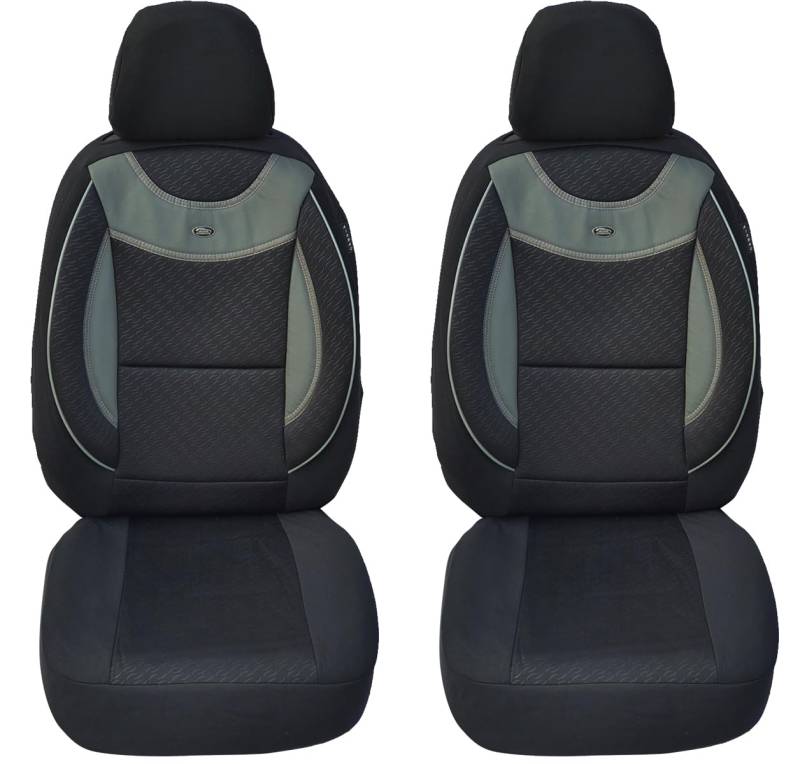 Maß Sitzbezüge für Auto Sitze kompatibel mit VW T6 Transporter 2015 Fahrer und Beifahrer Schonbezüge Sitzschoner Sitzbezug FB:G101 (Schwarz/Grau) von BREMER SITZBEZÜGE