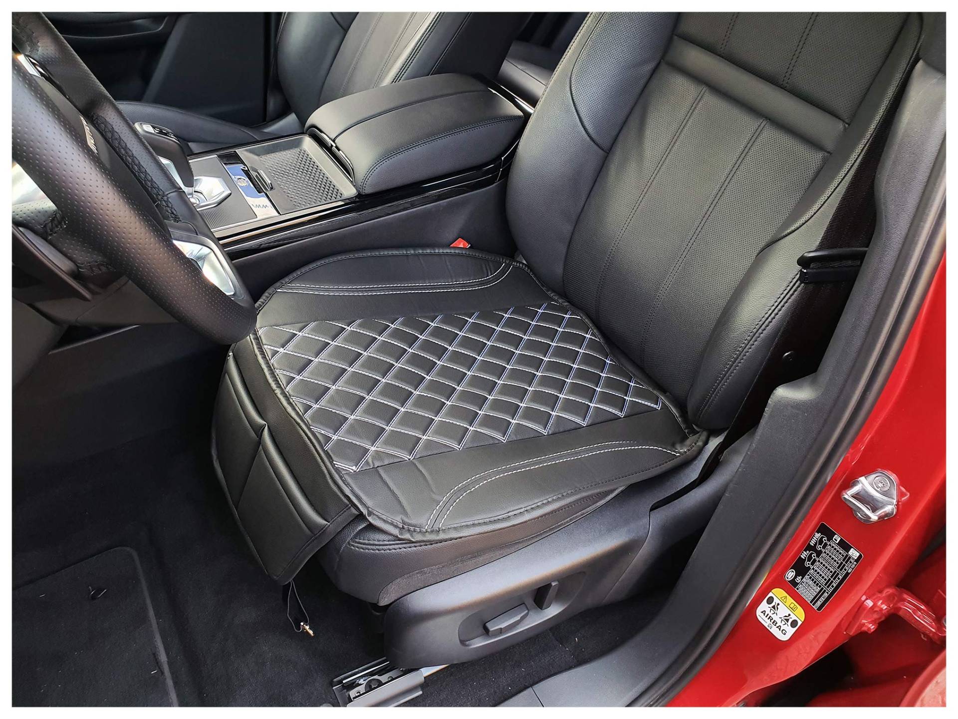 BREMER SITZBEZÜGE Sitzauflage Kunstleder Textilleder kompatibel mit Mazda CX-7 Sitzkissen in Kunstleder Schwarz/Weiߟe Naht OT408 von BREMER SITZBEZÜGE
