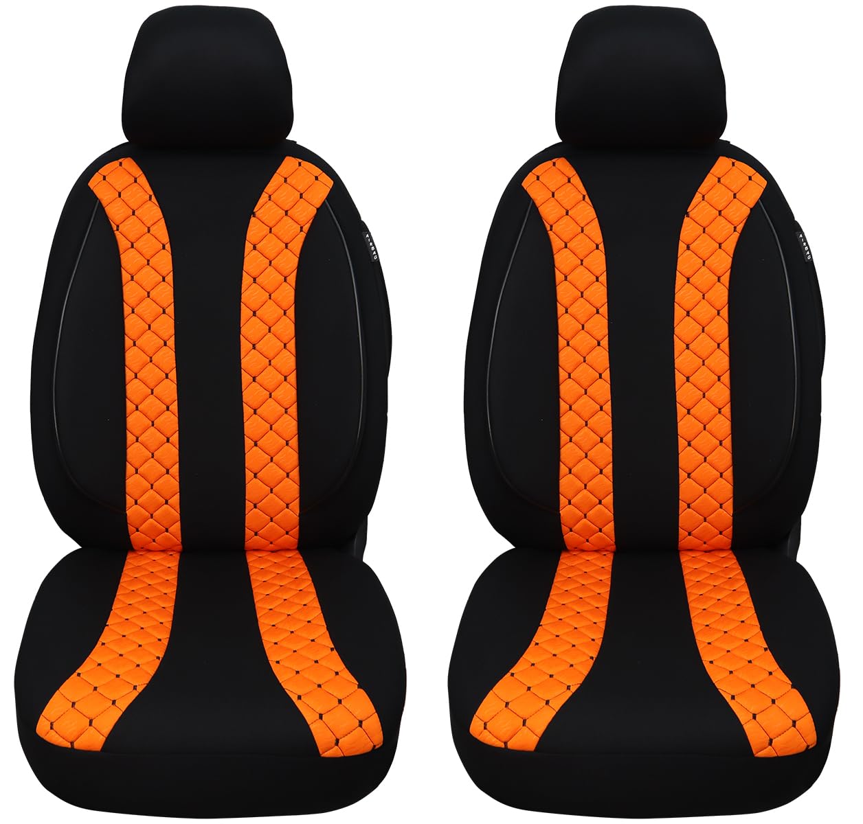 Maß Sitzbezüge für Auto Sitze kompatibel mit BMW X1 F48 2015 Fahrer und Beifahrer Schonbezüge Sitzschoner Sitzbezug FB:N305 (Schwarz/Orange) von BREMER SITZBEZÜGE