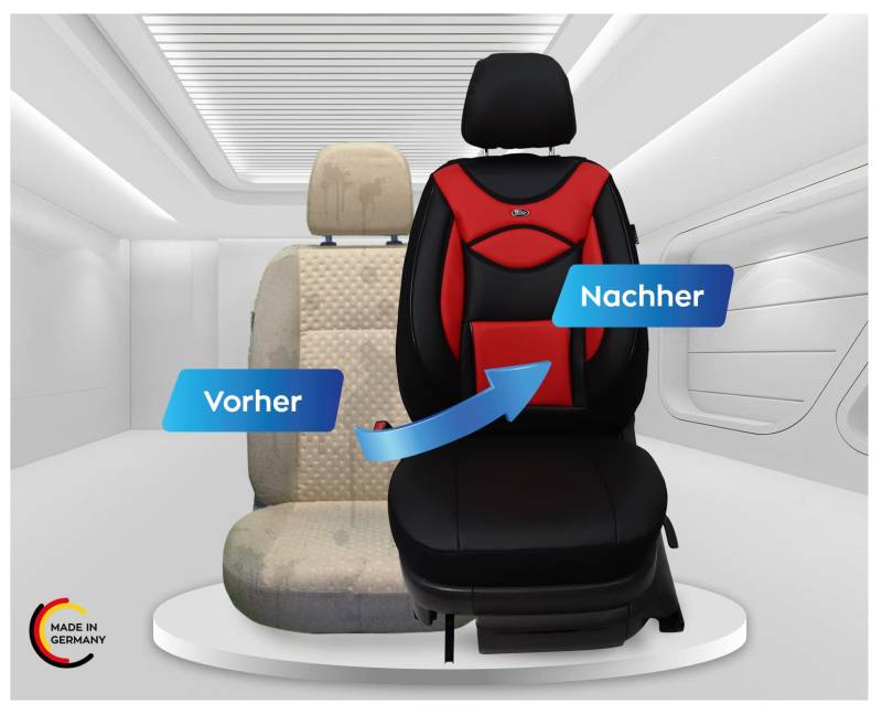 BREMER SITZBEZÜGE Maß Sitzbezüge aus Kunstleder Textilleder kompatibel mit Mazda 3 4. Gen. Fahrer & Beifahrer ab 2019 D102 Schwarz/Rot von BREMER SITZBEZÜGE