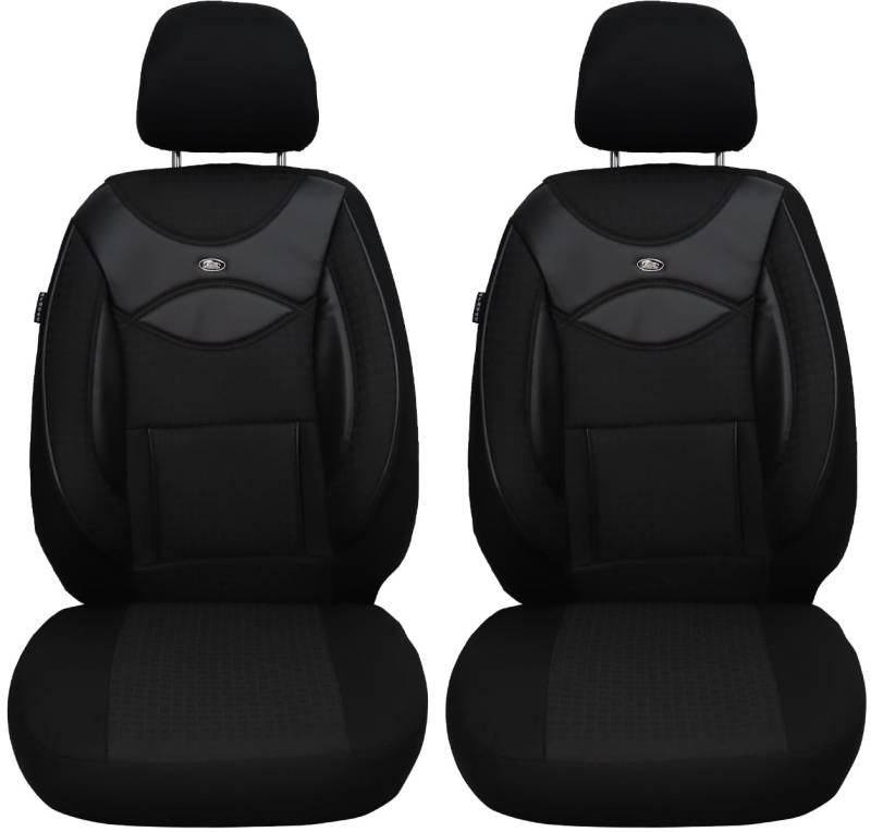 Maß Sitzbezüge für Auto Sitze kompatibel mit Toyota Corolla E170 2012-2018 Fahrer und Beifahrer Schonbezüge Sitzschoner Sitzbezug FB:128 (Schwarz/Schwarz) von BREMER SITZBEZÜGE