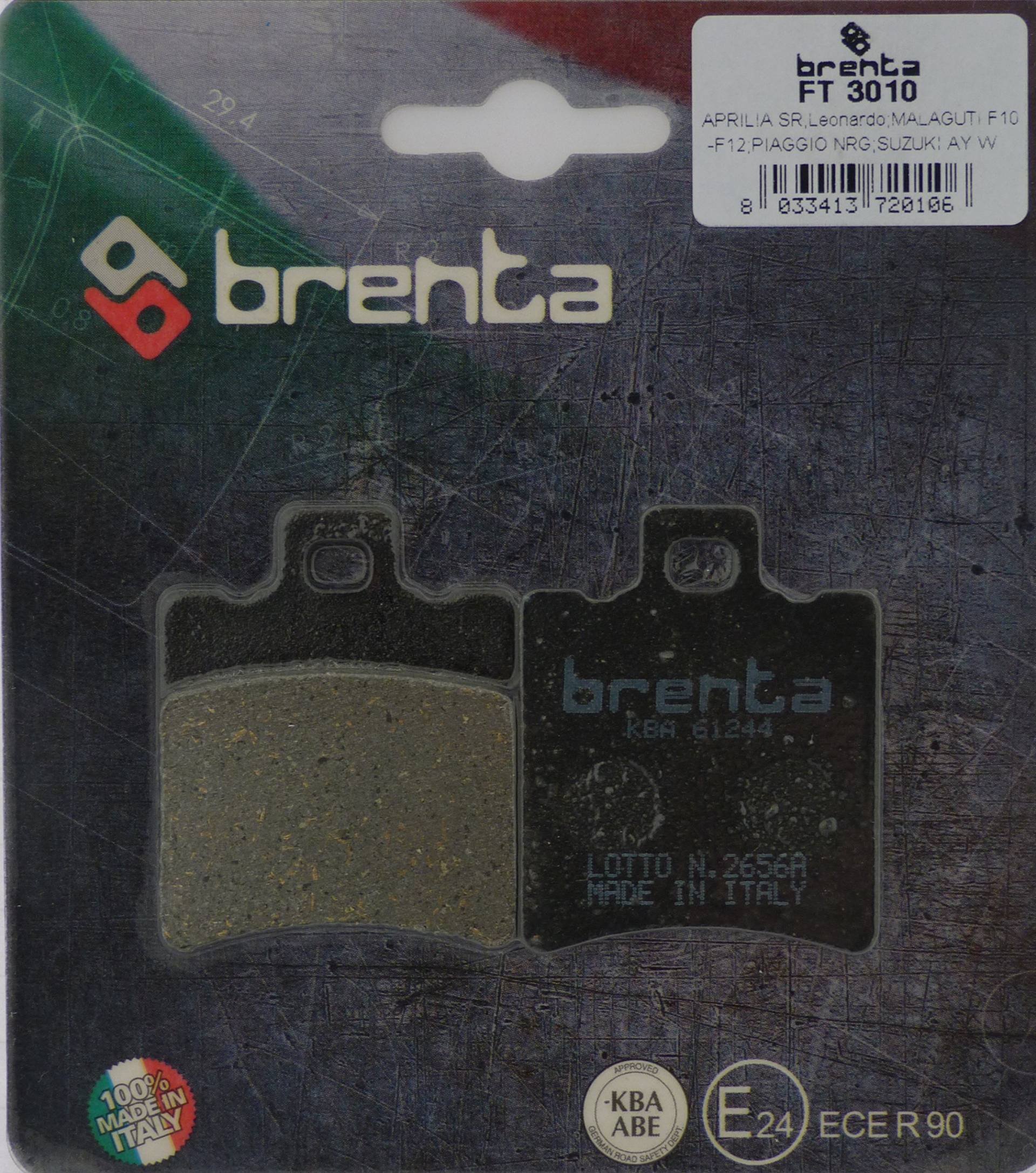 Brenta Bremsbeläge Organische Motorrad für Aprilia, Benelli, Beta, Garelli, Gilera, Honda, Malaguti von BRENTA