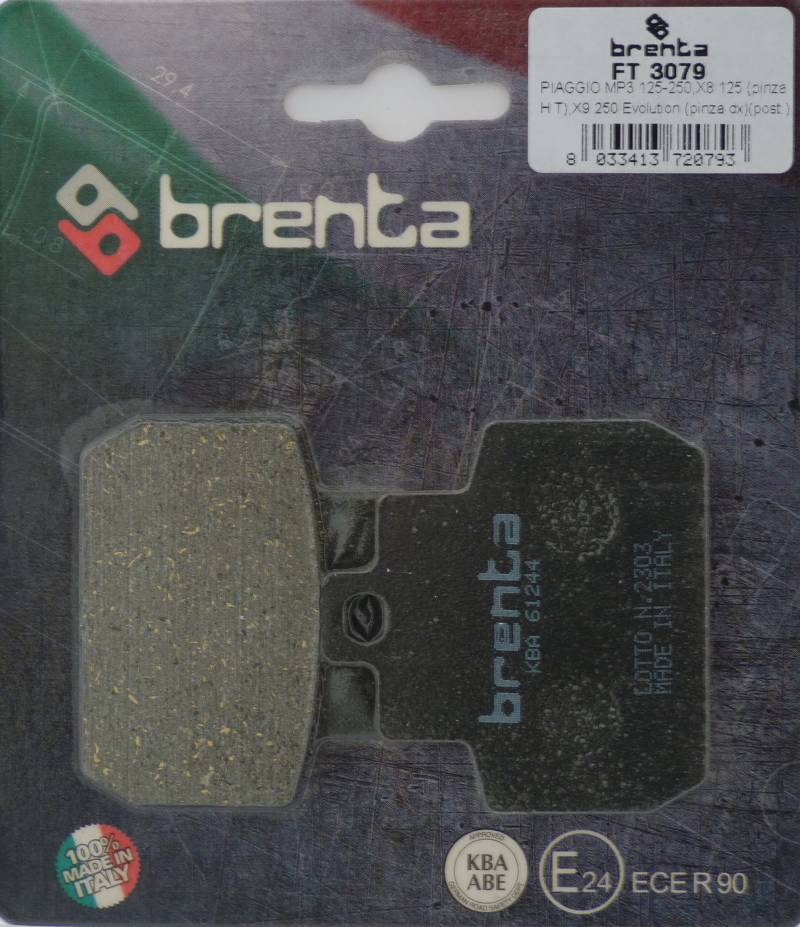 Brenta Bremsbeläge Organische Motorrad für Piaggio MP3 125, X8 125, X9 125, MP3 250 von Brenta