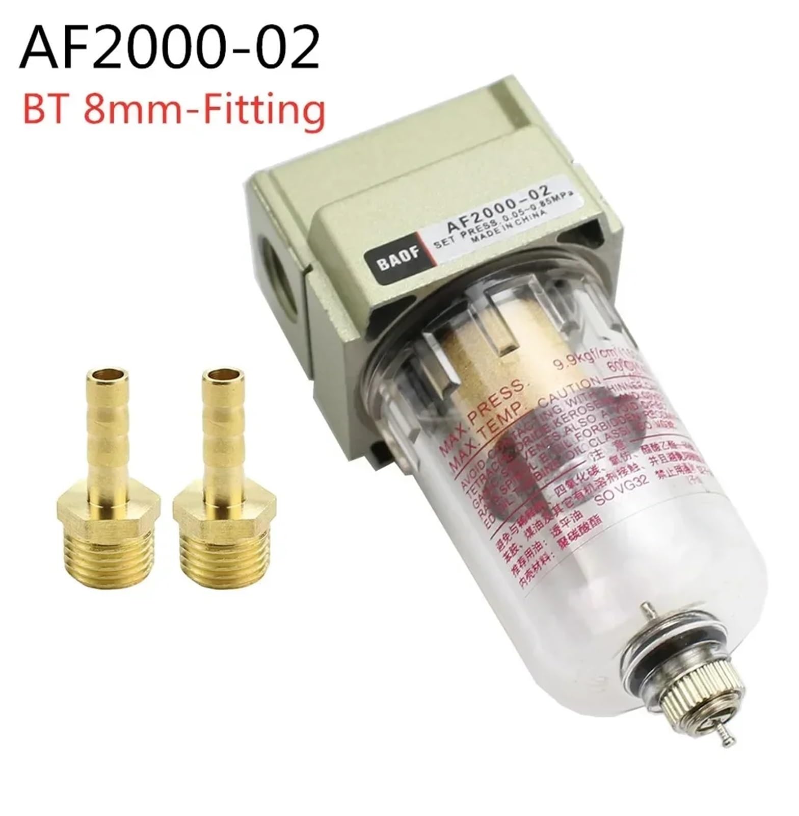 1 Stücke AF2000-02 1/4 Luftpumpen-Kompressorfilter Pneumatischer Universal-Ölauffangbehälter Heraus Verunreinigungen Wasserabscheider Komprimiert(AF-2000-02 BT-8) von BRHJJQPP