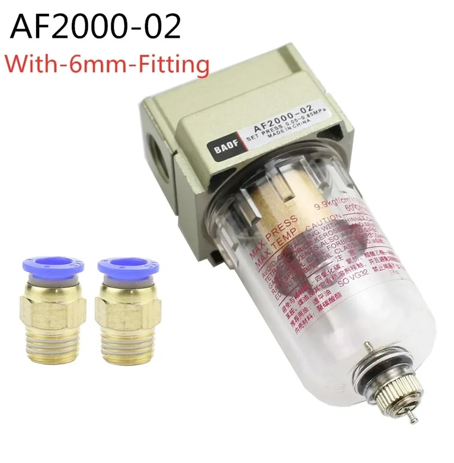 1 Stücke AF2000-02 1/4 Luftpumpen-Kompressorfilter Pneumatischer Universal-Ölauffangbehälter Heraus Verunreinigungen Wasserabscheider Komprimiert(AF-2000-02 PC6) von BRHJJQPP