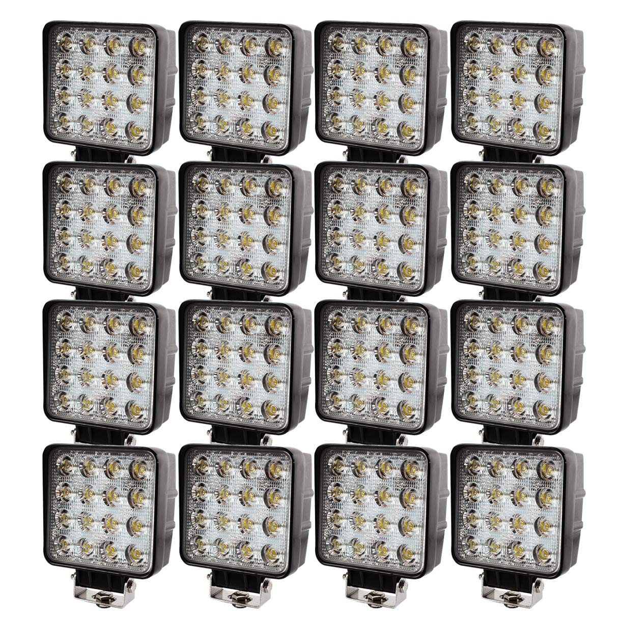 48W 4.3" Led Offroad Arbeitsscheinwerfer weiß 12V 24V 4560Lumen Flutlicht Reflektor worklight Scheinwerfer Arbeitslicht SUV UTV ATV Arbeitslampe Traktor Bagger (16 Stück) von BRIGHTUM