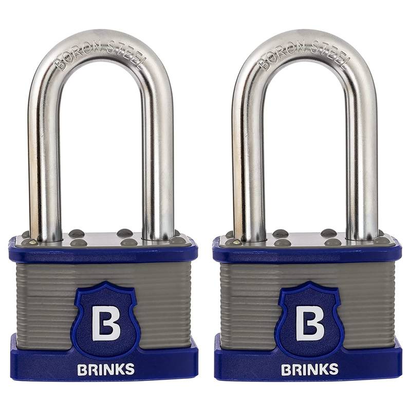 Brinks 677-52201 Commercial 50 mm Laminiertes Stahl-Vorhängeschloss, Boron-Stahlbügel, 2 Stück, alle gleichschließend von BRINKS