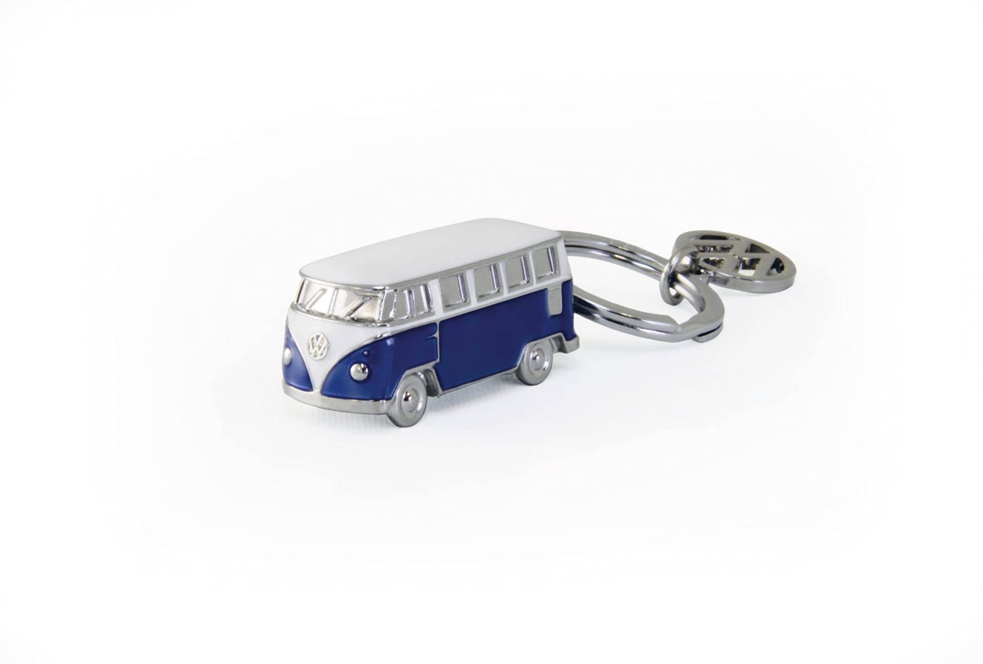 BRISA VW Collection - Volkswagen Emaillierter 3D Metall Schlüssel-Anhänger-Ring Schlüsselbund-Accessoire Keyholder im T1 Bulli Bus Design (Classic Bus/Blau) von BRISA