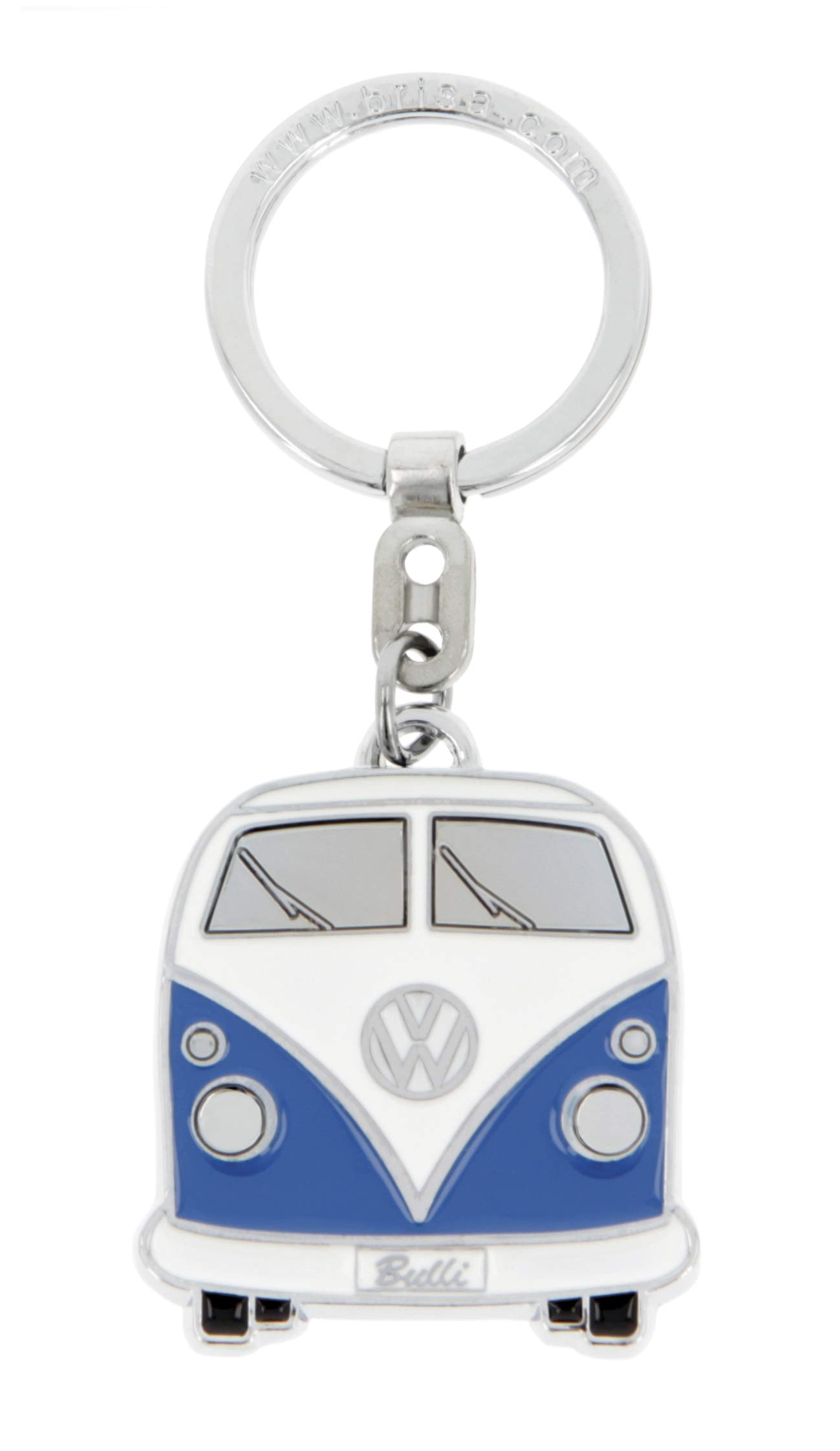 BRISA VW Collection - Volkswagen Emaillierter Metall Schlüssel-Anhänger-Ring Schlüsselbund-Accessoire Keyholder im T1 Bulli Bus Design (Front/Blau) von BRISA