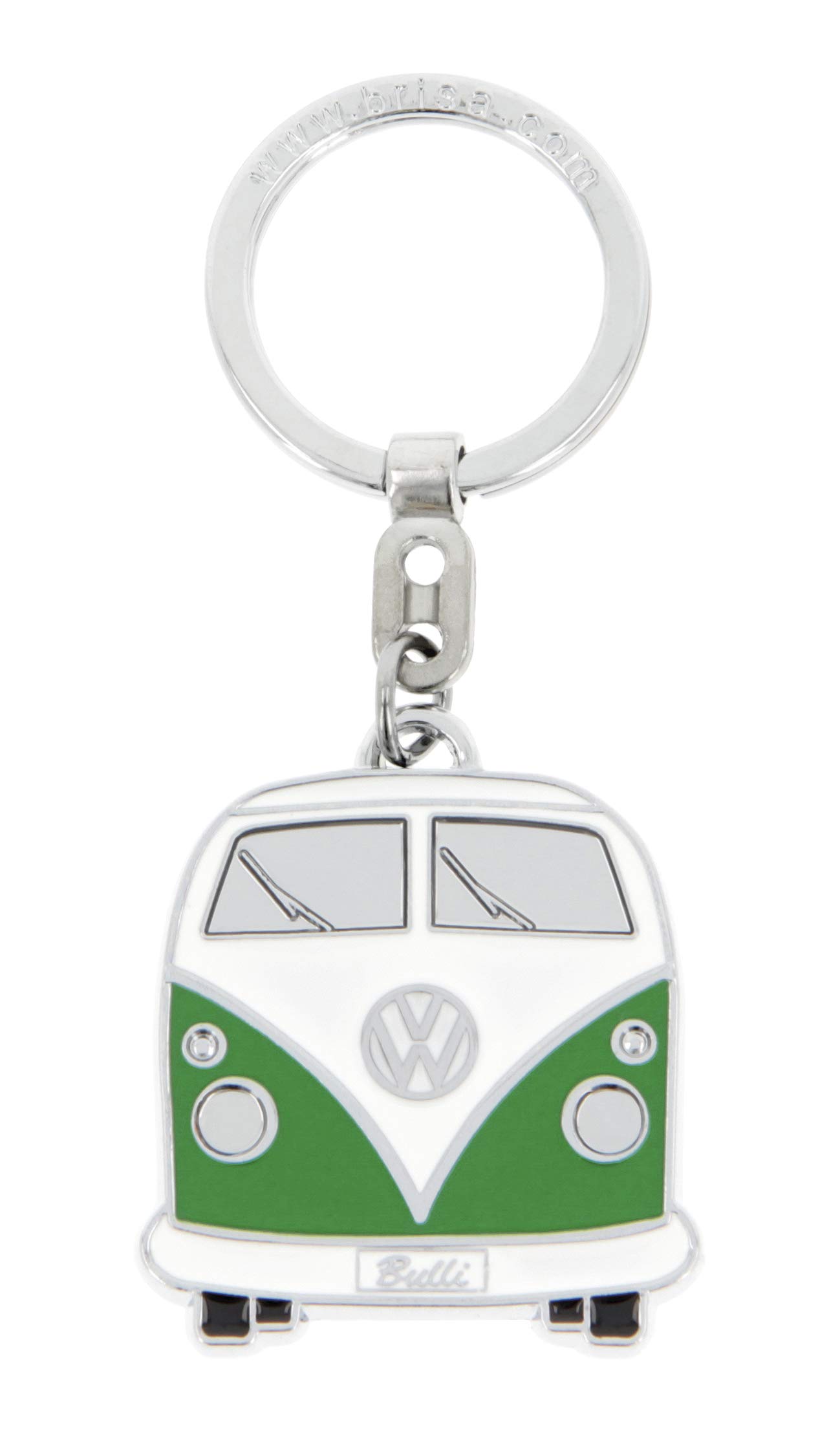 BRISA VW Collection - Volkswagen Emaillierter Metall Schlüssel-Anhänger-Ring Schlüsselbund-Accessoire Keyholder im T1 Bulli Bus Design (Front/Grün) von BRISA